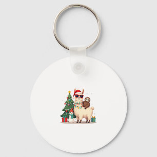 Santa Weihnachten Lustiger Lama Faultier Weihnacht Schlüsselanhänger