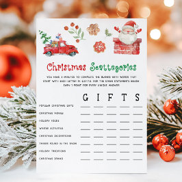 Santa Weihnachts-Spiel Scattegories Feiertagskarte