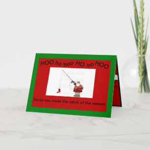 Santa Weihnachtsangeln auf einer Weihnachtskarte Karte