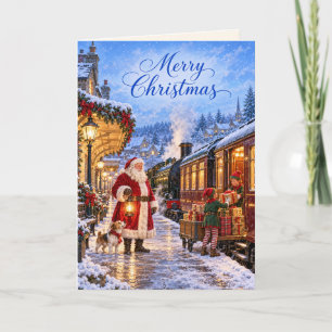 Santa Weihnachtsbahnhof Dampfzug Karte