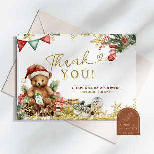 Santa Weihnachtsbär Baby Shower Dankeskarten Dankeskarte