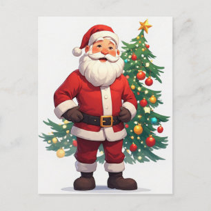 Santa Weihnachtsbaum Festiver Winter Postkarte