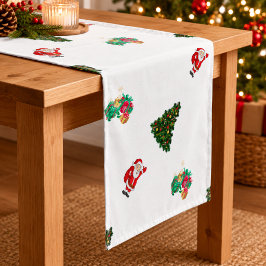 Santa-Weihnachtsbaum & Geschenke Kurzer Tischläufer