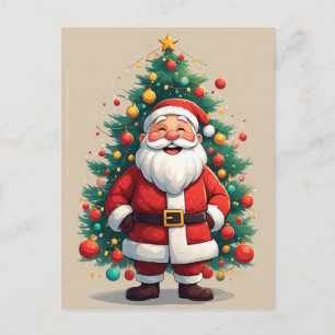 Santa Weihnachtsbaum Klassisches Weihnachtsfest Postkarte