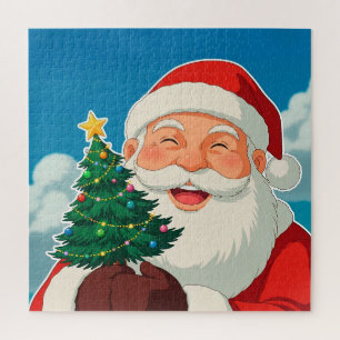 Santa Weihnachtsbaum Szene für gemütliche Weihnach Puzzle