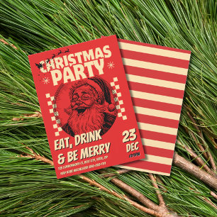 Santa Weihnachtsfeier Vintage Rot Einladung