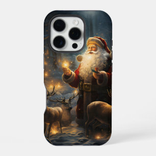 Santa Weihnachtsnacht Schnee Wald iPhone 16 Pro Hülle