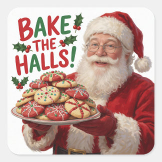 Santa Weihnachtsplätzchen Backen Weihnachtsstimmun Quadratischer Aufkleber