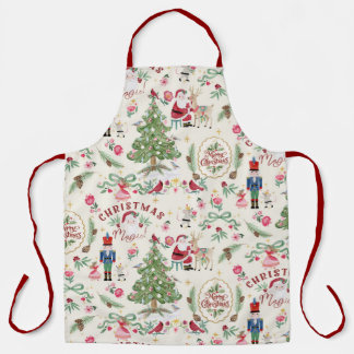 Santa Weihnachtszauber Wasserfarbe Retro Nussknack Schürze