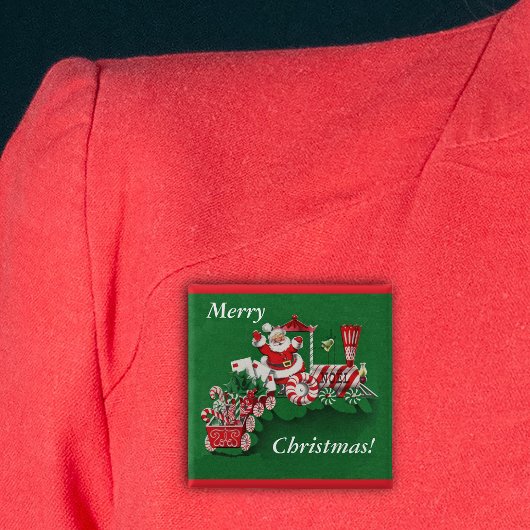 Santa-Weihnachtszug-Knopf Button