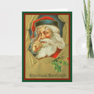 Santa weiß Bescheid - Vintage-Weihnachtskarte Feiertagskarte
