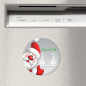 Santa WELCOME Round Magnet (In Situ (Geschirrspüler))