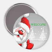 Santa WELCOME Round Magnet (Vorderseite/Rückseite)