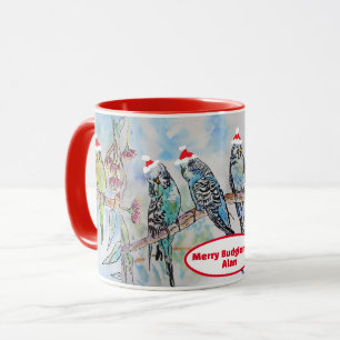 Santa Wellensittich Weihnachten Aquarell-Malerei V Tasse