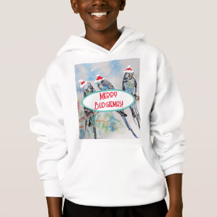 Santa Wellensittich Weihnachts-Aquarellmalerei Vog Hoodie
