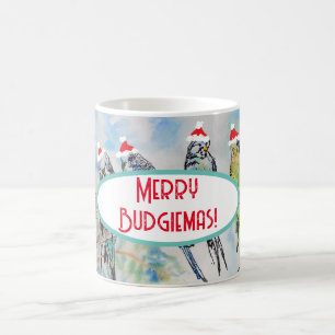 Santa Wellensittich Weihnachts-Aquarellmalerei Vog Kaffeetasse