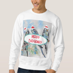 Santa Wellensittich Weihnachts-Aquarellmalerei Vog Sweatshirt