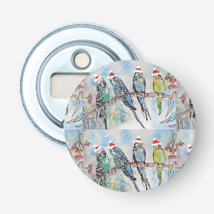 Santa Wellensittich Weihnachts-Wasserfarbenmalerei Flaschenöffner