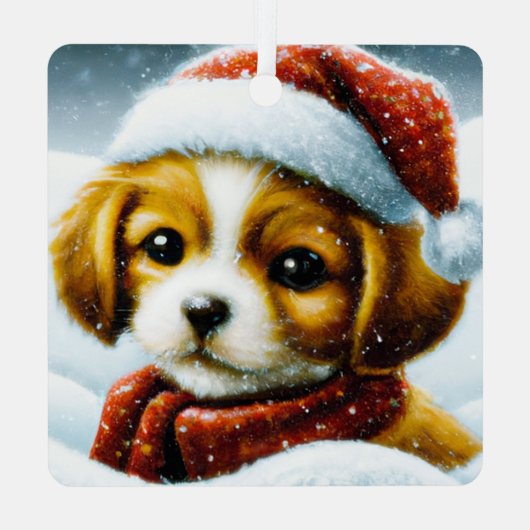 Santa Welpe Ornament Aus Metall (Rückseite)