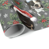 Santa Welpen Geschenkpapier (Rolleneckpunkt)