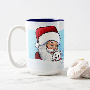 Santa Westie Puppy Winter Zweifarbige Tasse
