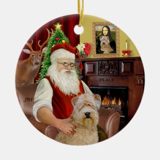 Santa-Wheaten Terrier Keramikornament (Vorne)