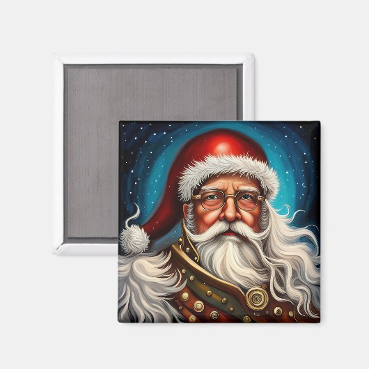 Santa Whimsical Christmas Steampunk Magnet (Vorderseite/Rückseite)