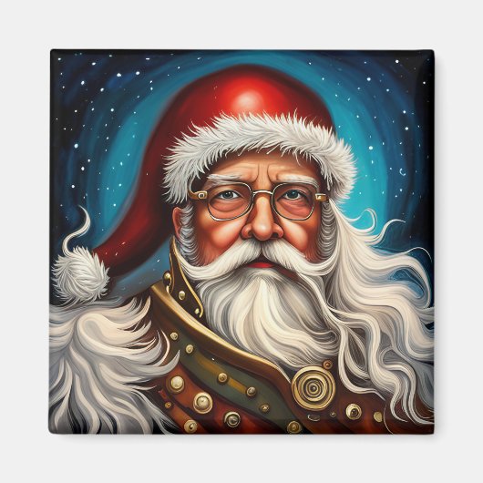 Santa Whimsical Christmas Steampunk Magnet (Vorne)