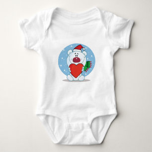 Santa White Bär mit Herz Baby Strampler