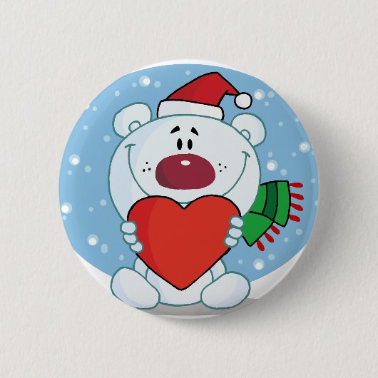Santa White Bär mit Herz Button (Vorderseite)