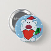 Santa White Bär mit Herz Button (Vorne & Hinten)