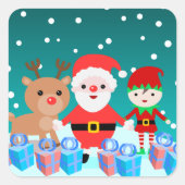 Santa White Christmas Quadratischer Aufkleber (Vorderseite)