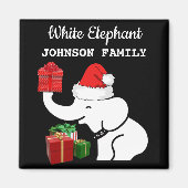 Santa White Elephant Ihr Name Weihnachtsküche Magnet (Vorne)