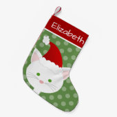Santa White Kitty Kleiner Weihnachtsstrumpf (Vorderansicht (hängend))