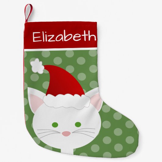 Santa White Kitty Kleiner Weihnachtsstrumpf (Vorderseite)
