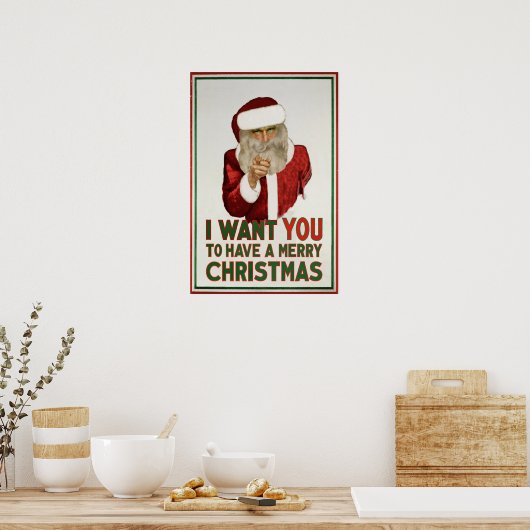Santa will dir frohe Weihnachten zu haben Poster (Küche)