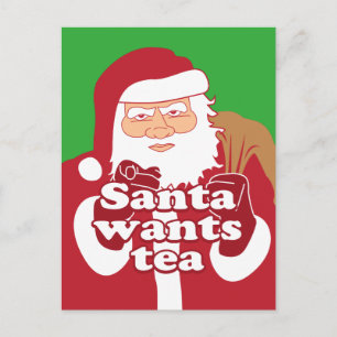 Santa Will Tea Feiertagspostkarte