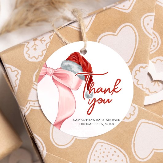 Santa Winter Baby Dusche Runde Geschenkanhänger