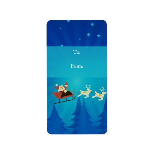Santa Winter Scene Gift Tag Labels Adressaufkleber (Vorne)