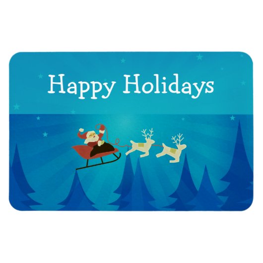 Santa Winter Szene Rectangle Magnet (Horizontal)