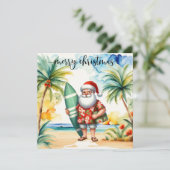 Santa wird Surf-Weihnachtskarte für Surfer sein Karte (Stehend Vorderseite)