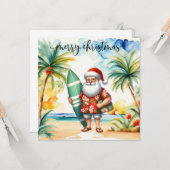 Santa wird Surf-Weihnachtskarte für Surfer sein Karte (Vorderseite/Rückseite Beispiel)