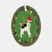 Santa Wire Fox Terrier Ornament Aus Metall (Vorderseite links)