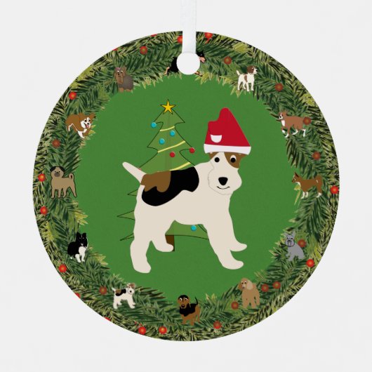 Santa Wire Fox Terrier Ornament Aus Metall (Vorderseite)