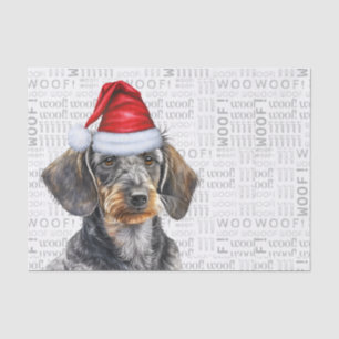 Santa Wire-Haar-Dachshund-Hund Festive Weihnachten Seidenpapier