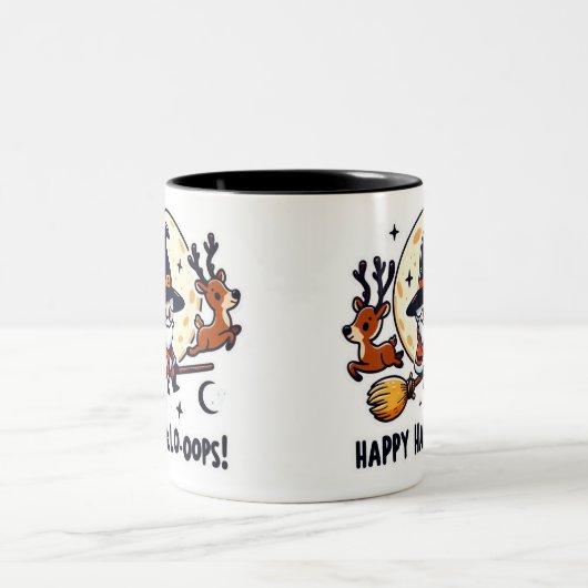 Santa Witch Broom Ride Mug – Halloween-Christmas Zweifarbige Tasse (Mittel)