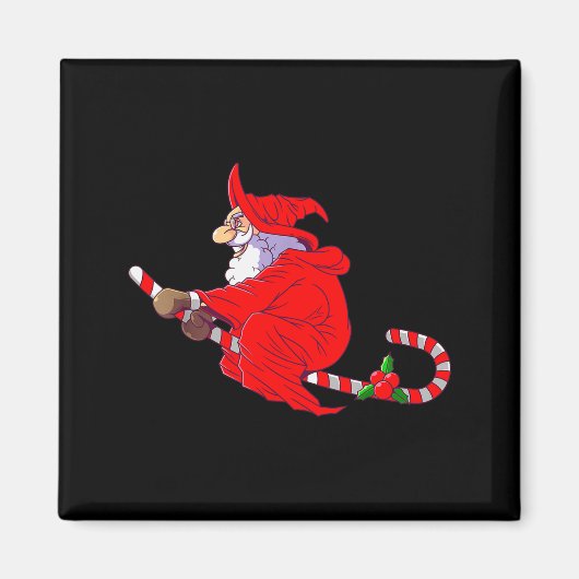 Santa Witch Candy Cane Christmas Santa Hat Funny C Magnet (Vorne)