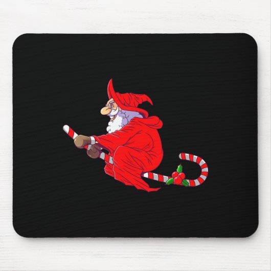 Santa Witch Candy Cane Christmas Santa Hat Funny C Mousepad (Vorne)
