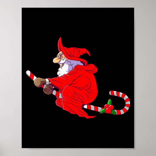 Santa Witch Candy Cane Christmas Santa Hat Funny C Poster (Vorne)