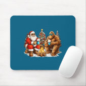 Santa With Bigfoot Christmas Campfire Funny Sasqua Mousepad (Mit Mouse)